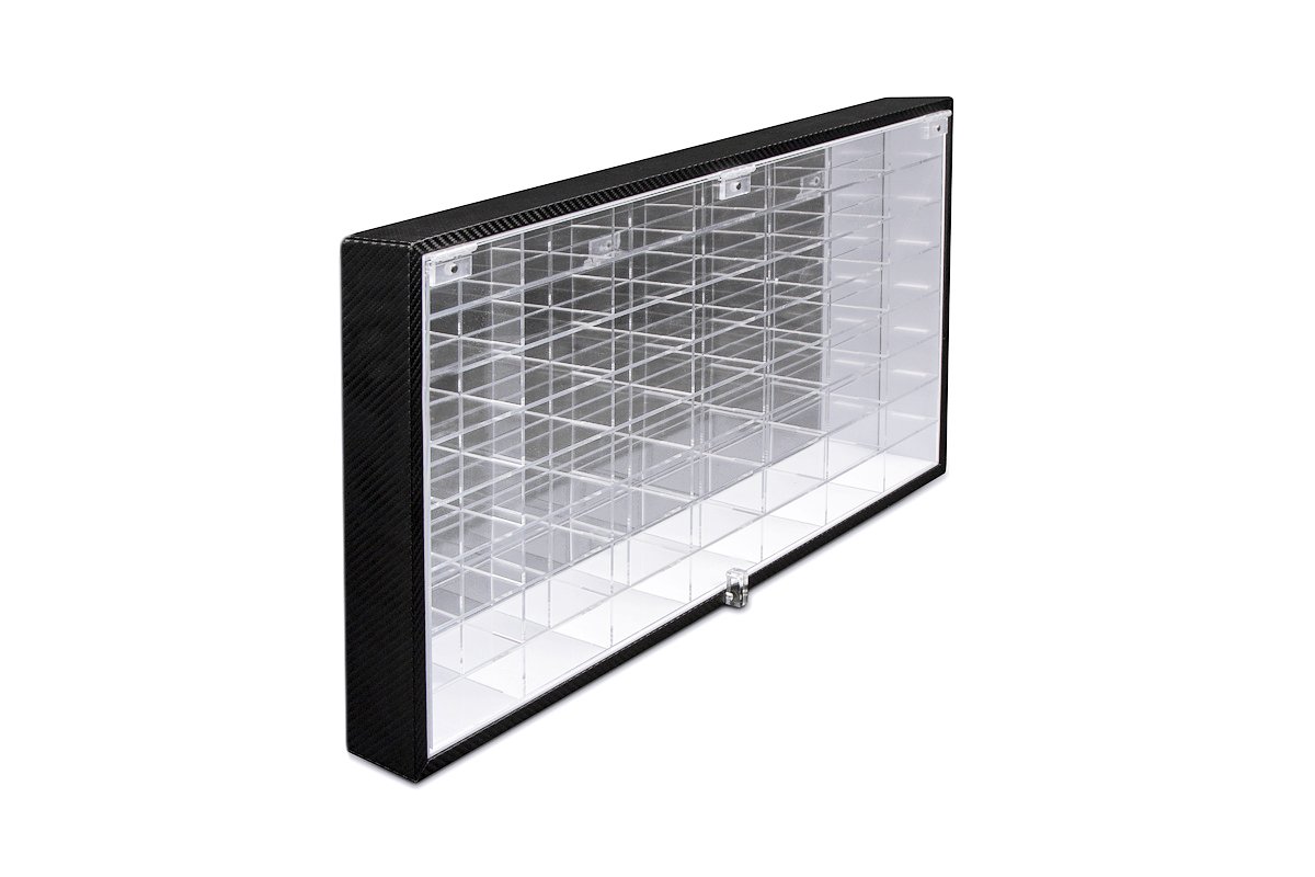 Hot Wheels 1/64 Scale Diecast Display Case - Wall Mount Storage Cabinet for 56 Cars (Black, 24.61 x 13.78 x 2.05 Inches) - Perfect for Collectors, Showroom Display & Home Decor
