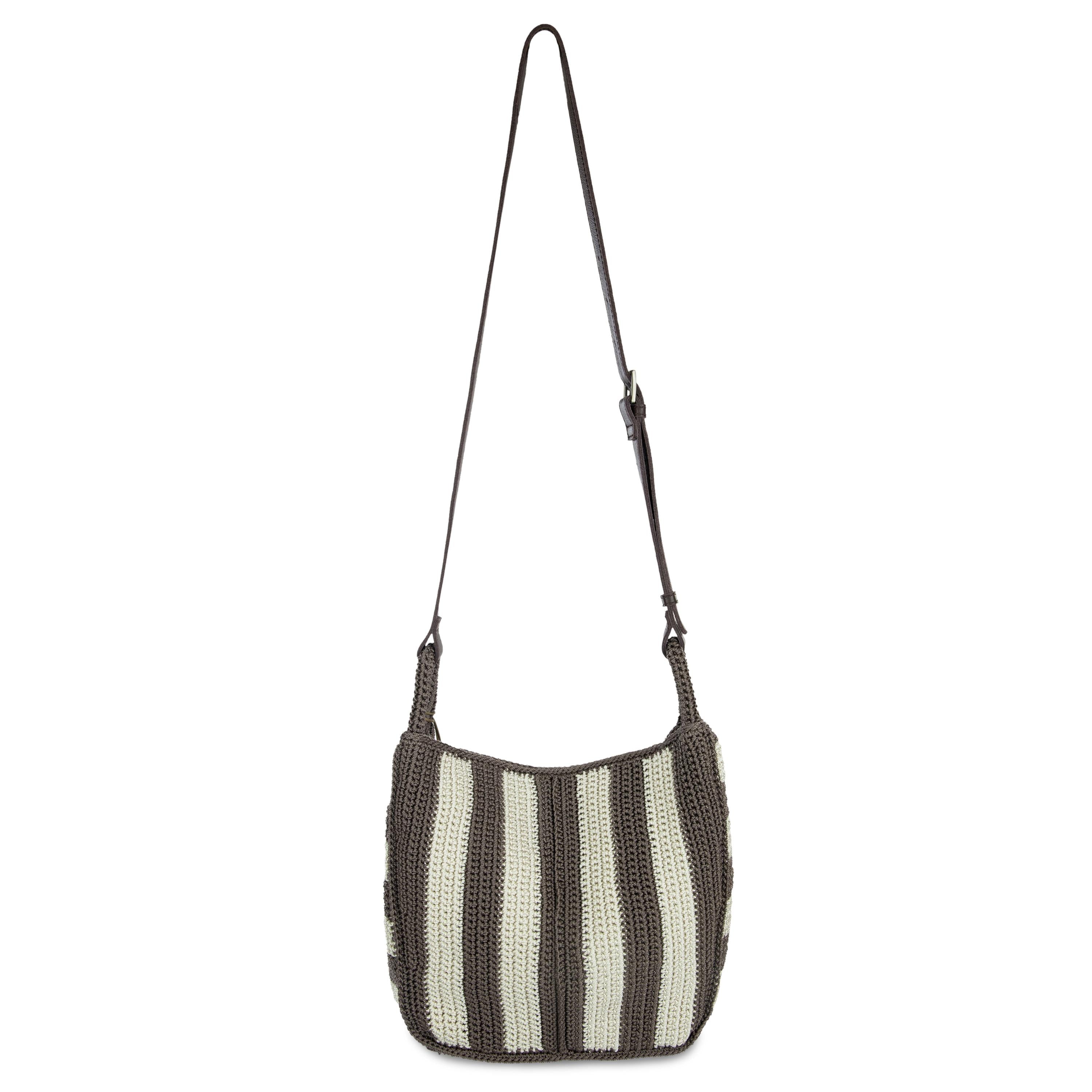 Los Feliz Hand Crochet Crossbody Bag - Mushroom Stripe Pattern Boho Purse for Women, Perfect for Festivals, Travel & Everyday Use