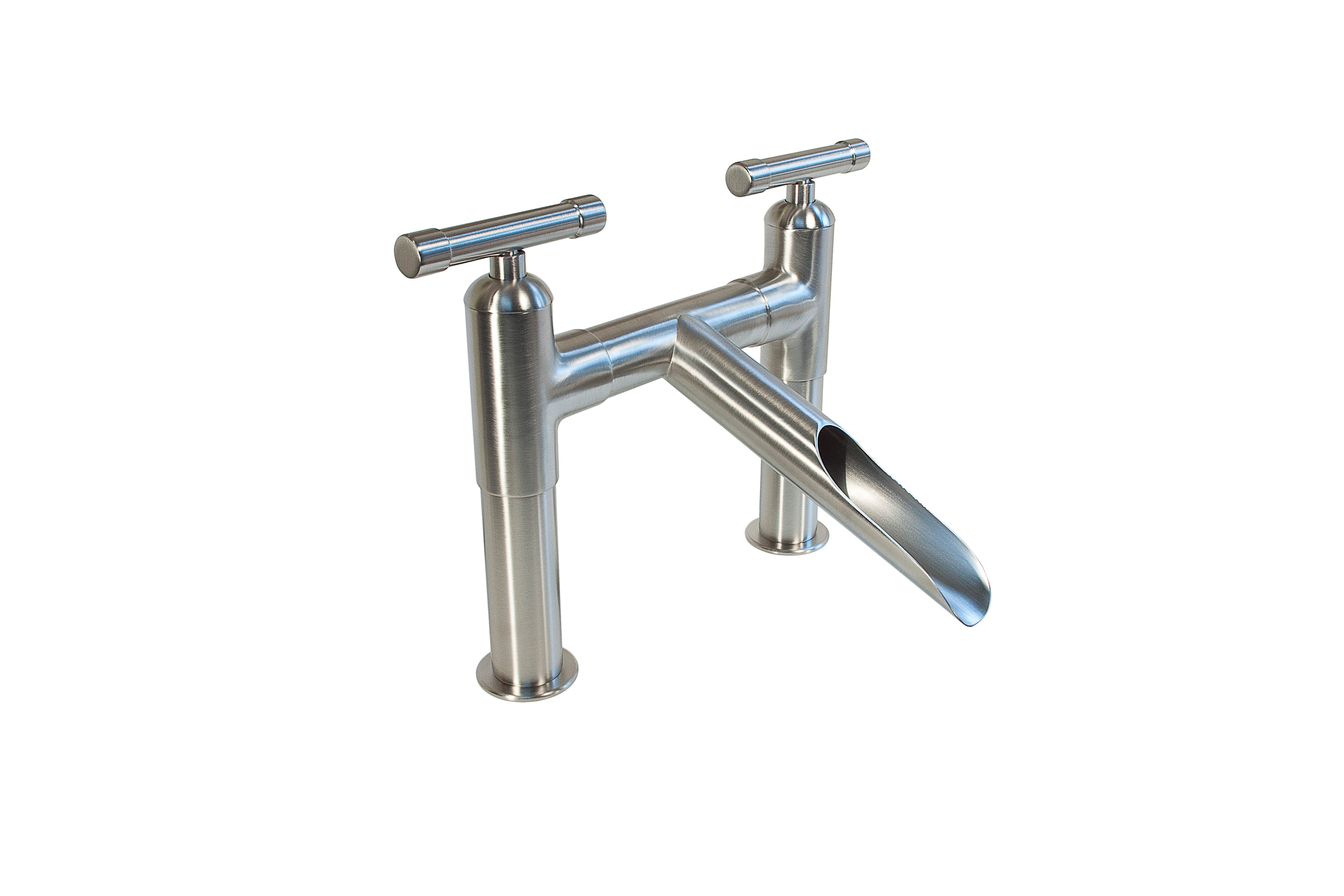 Deck Mount Lavatory Faucet - Modern Bathroom Sink Faucet with High Arc Spout for Home & Commercial Use | Perfect for Bathrooms, Restrooms, and Powder Rooms