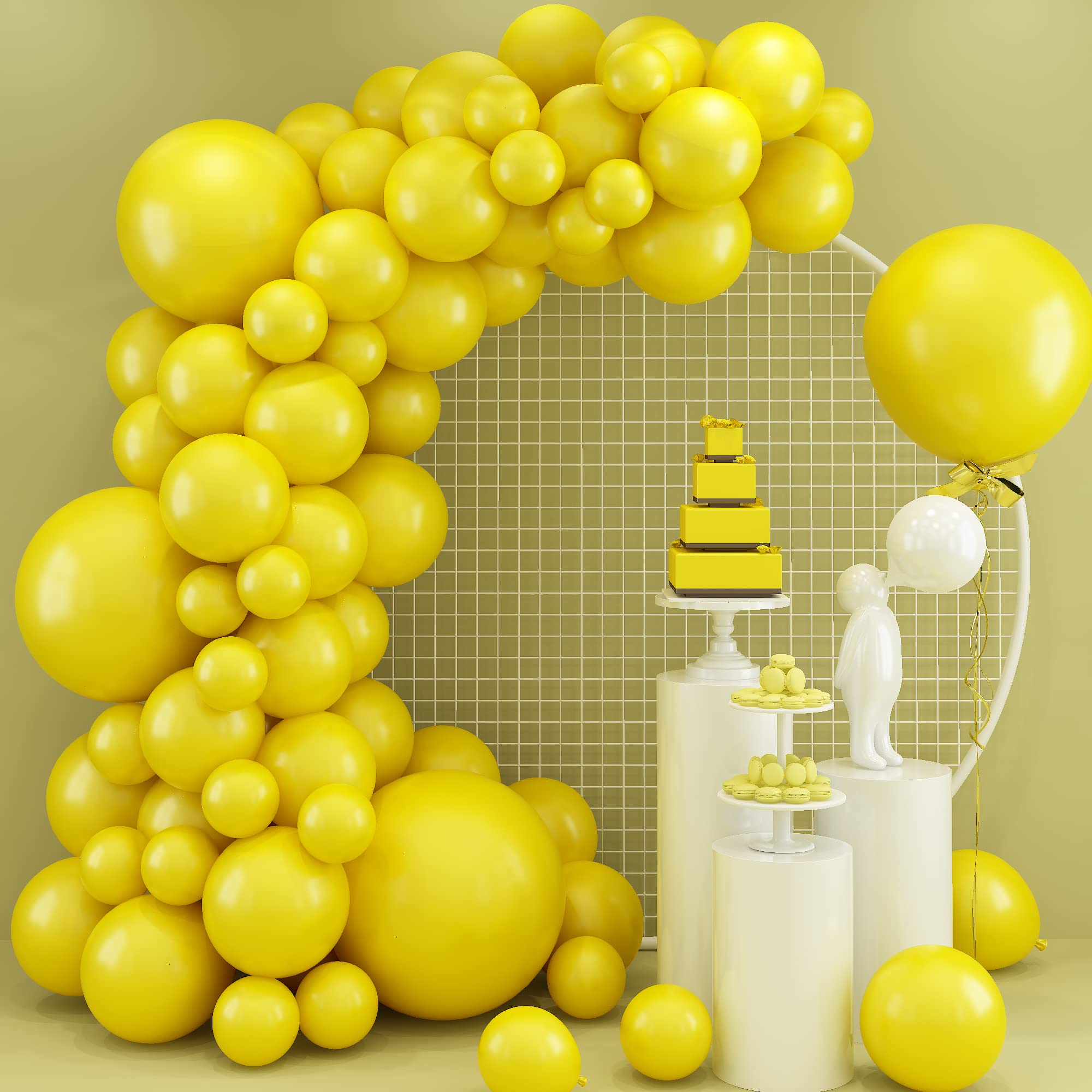 Lemon Yellow Balloon Garland Arch Kit - Matte Pastel Latex Balloons in Assorted Sizes for Birthday, Baby Shower & Sunflower Party Decorations | Perfect for Indoor/Outdoor Events, Wedding Backdrops & Photo Booth Props