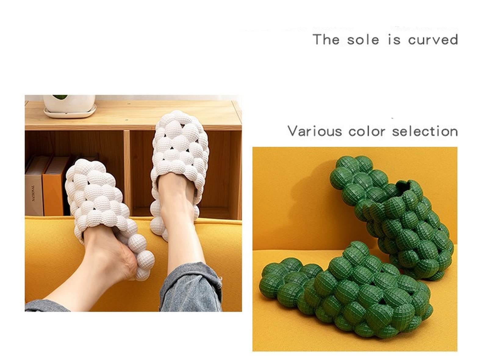 Comfortable Slides Slippers for Women & Men - Funny Massage House Slippers with Cloud Cushion Thick Sole - Non-Slip Reflexology Sandals for Stress Relief - Shower & Bedroom Spa Slippers (Size 39-40) - Perfect for Relaxation at Home, Spa Days & Post-Shower Comfort [Free 10 Random Shoe Buckles Included]