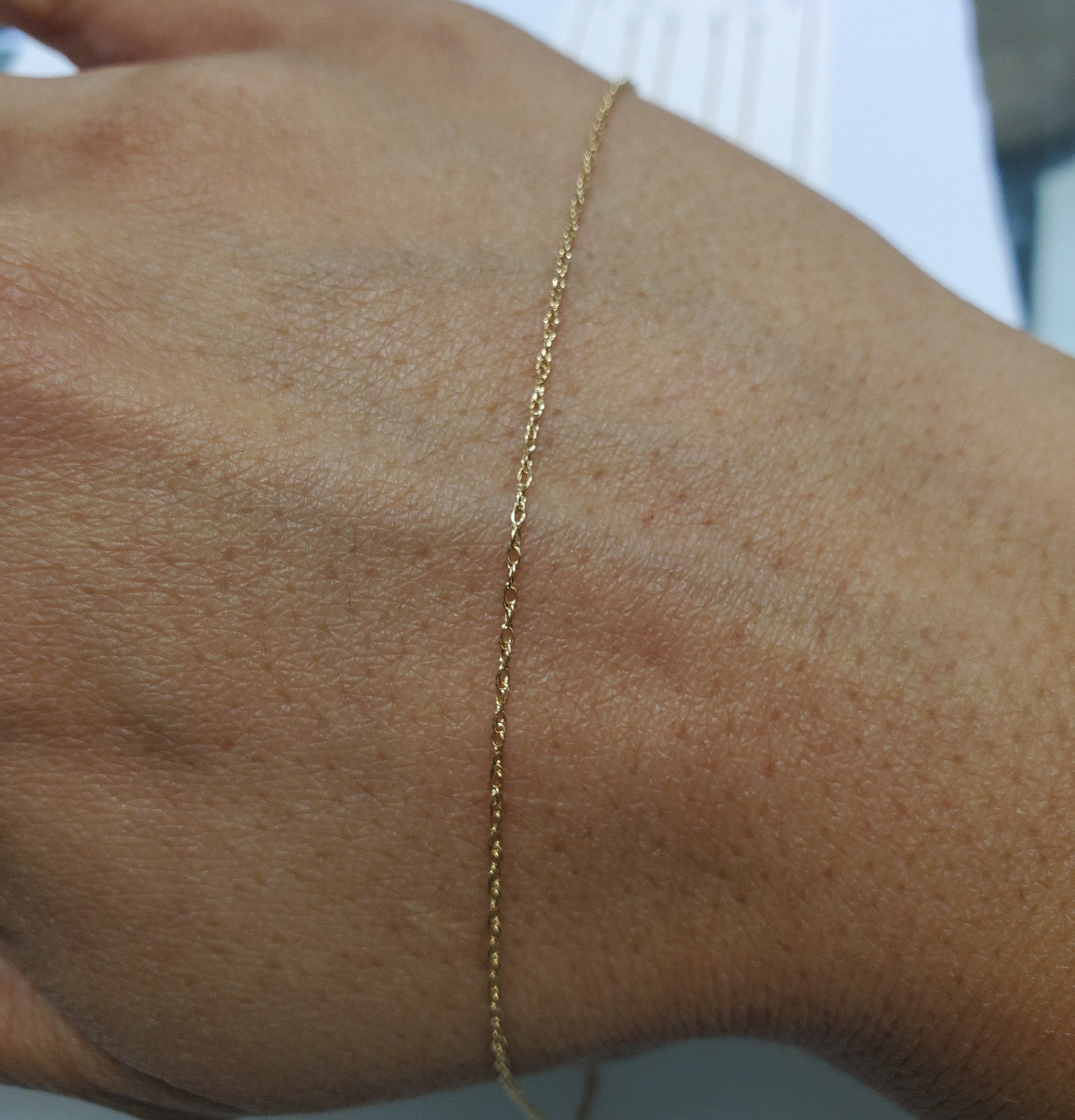 14K Yellow or Rose Gold Thin Dainty Rope Chain Necklace - 0.95mm Delicate Solid Gold Jewelry for Women - Perfect for Layering, Everyday Wear & Special Occasions