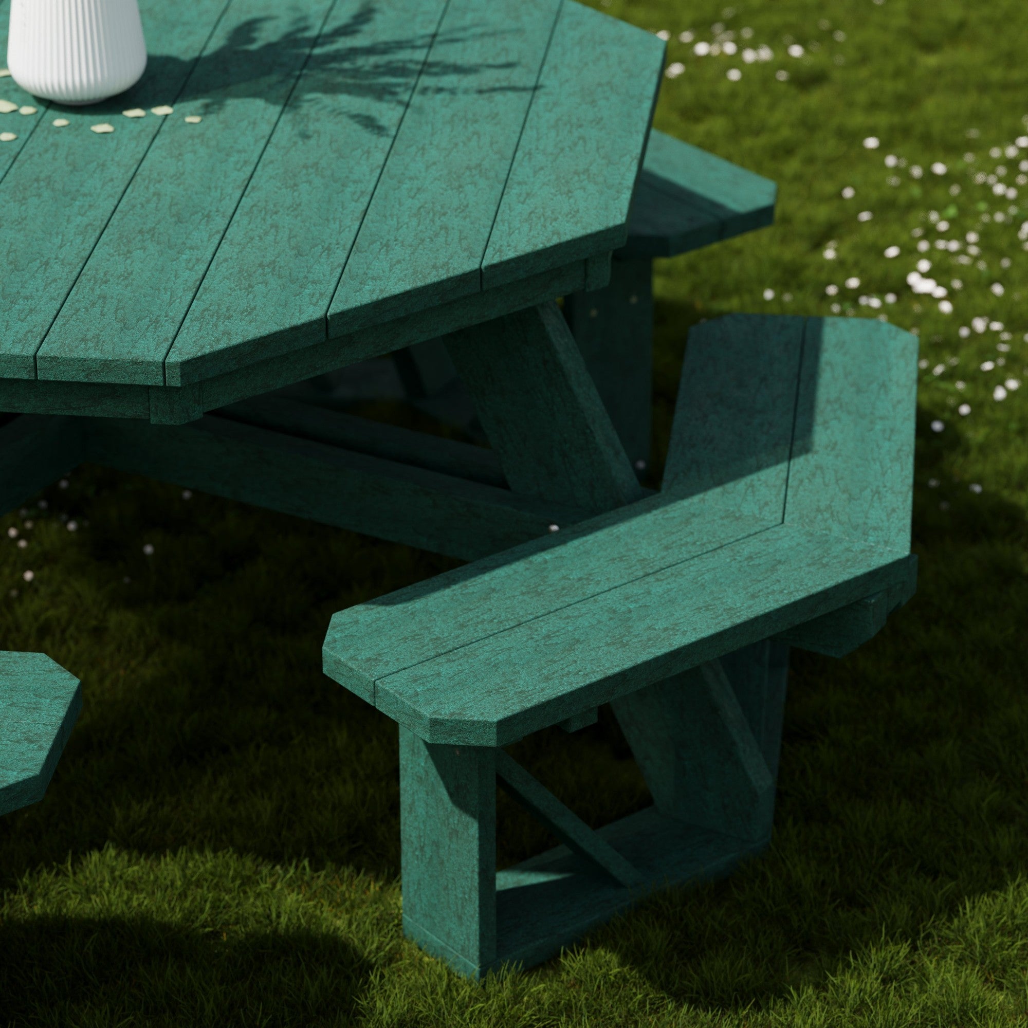Heritage Octagon Picnic Table - 8-Person Outdoor Dining Set for Backyard, Patio, Garden, Park & Camping - Durable All-Weather Wooden Picnic Bench