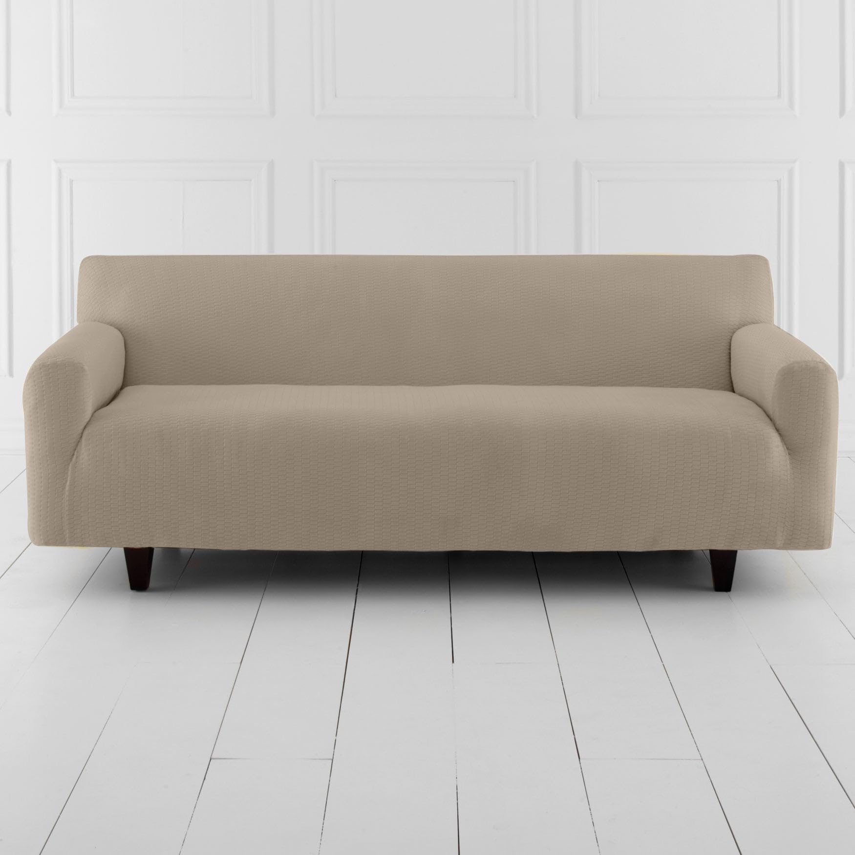 BrylaneHome BH Studio Brighton Extra-Long Sofa Slipcover - Stone | Stretchable Furniture Protector for Couches, Sectionals & Loveseats | Perfect for Pets, Kids & Everyday Use