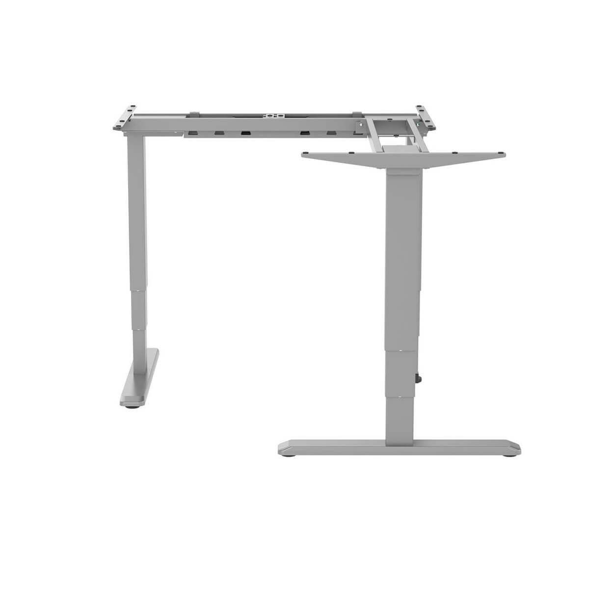 Brateck Lumi L-Shaped Electric Standing Desk Frame - Triple Motor Adjustable Height Sit Stand Desk (Grey) for Home Office, Gaming & Workspace Ergonomics