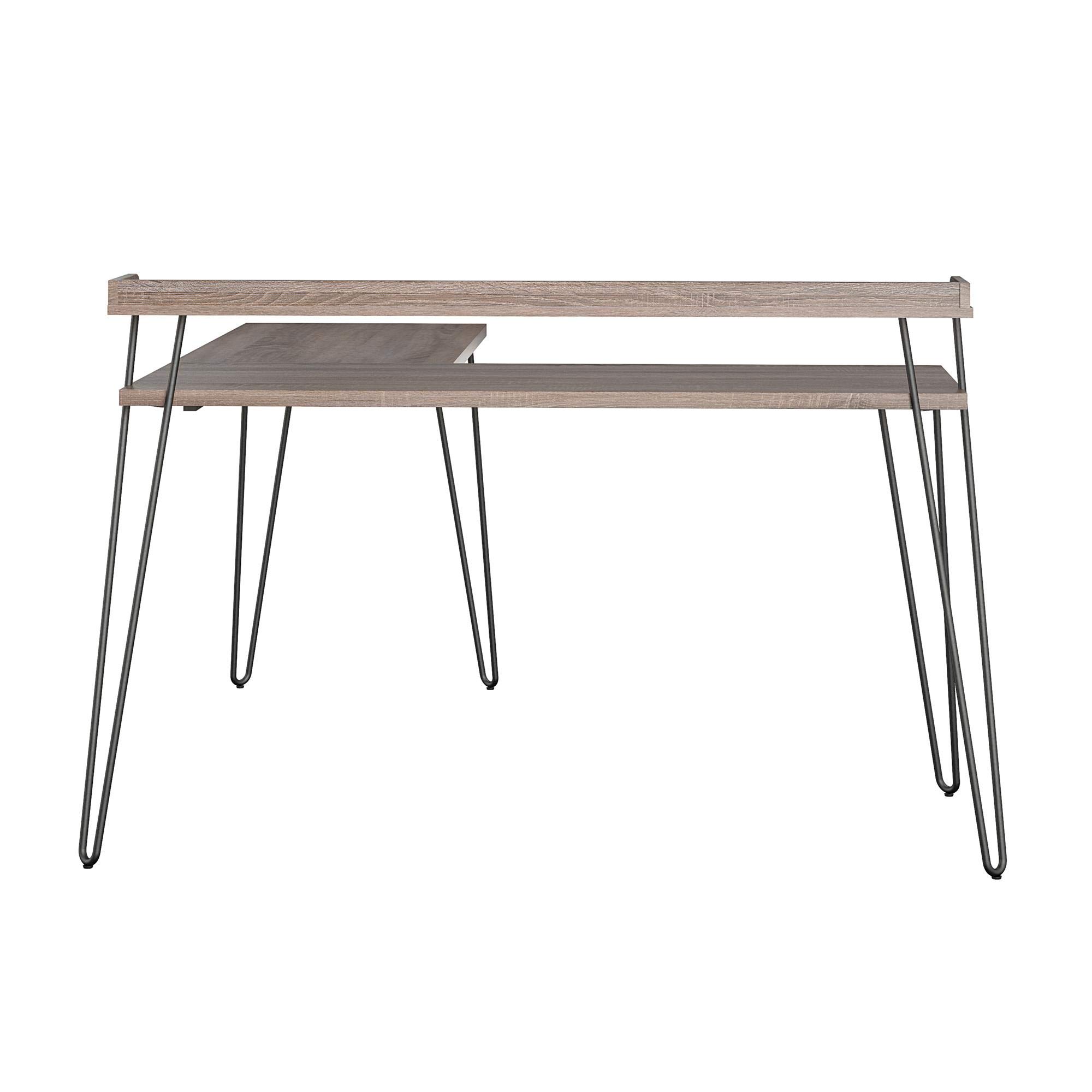 Ameriwood Home Haven L-Shaped Desk with Riser - Distressed Gray Oak Finish, Home Office Computer Desk for Work & Study, Perfect for Small Spaces & Remote Work