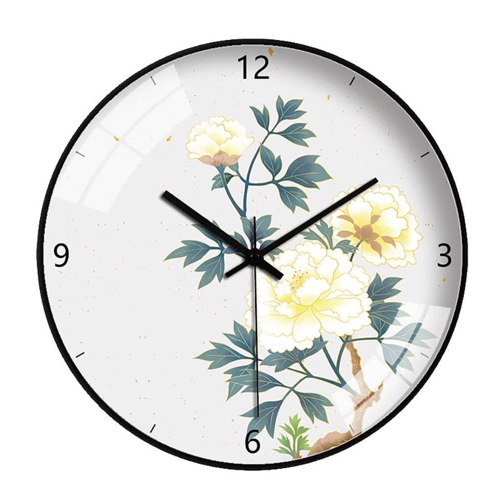 Modern Silent Wall Clock - Non-Ticking Quartz Round Glass Clock with AA Battery - Perfect for Kitchen, Living Room, Dining Room & Bedroom Decor | Home & Office Use