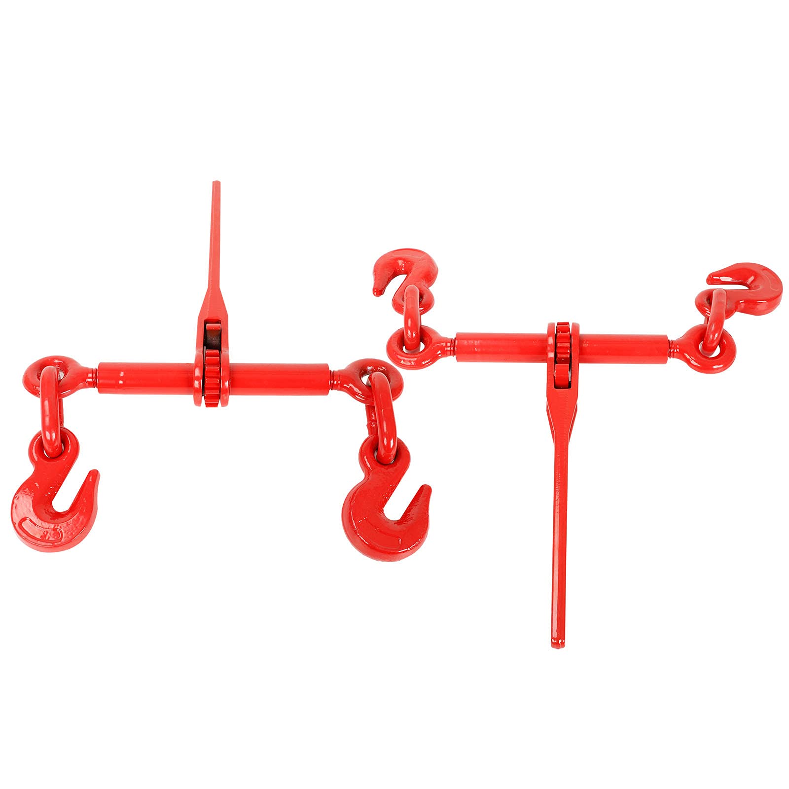 Heavy Duty Ratchet Lever Load Binder 1/4-5/16'' (6mm-8mm) - Commercial Grade Chain Binder for Cargo Flatbed Trailers - 7800 MBS, 2200 LBS Working Load Limit - Red (2 Pack) - Perfect for Securing Heavy Loads on Trucks & Trailers