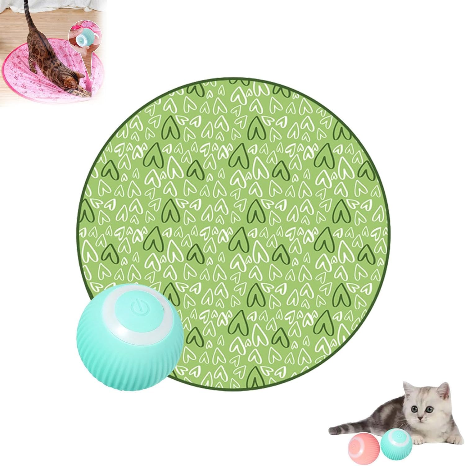 Gertar 2-in-1 Interactive Cat Toy with Hunting Simulation - Green Ball & Cover for Indoor Play, Exercise & Mental Stimulation (Perfect for Kittens & Adult Cats)