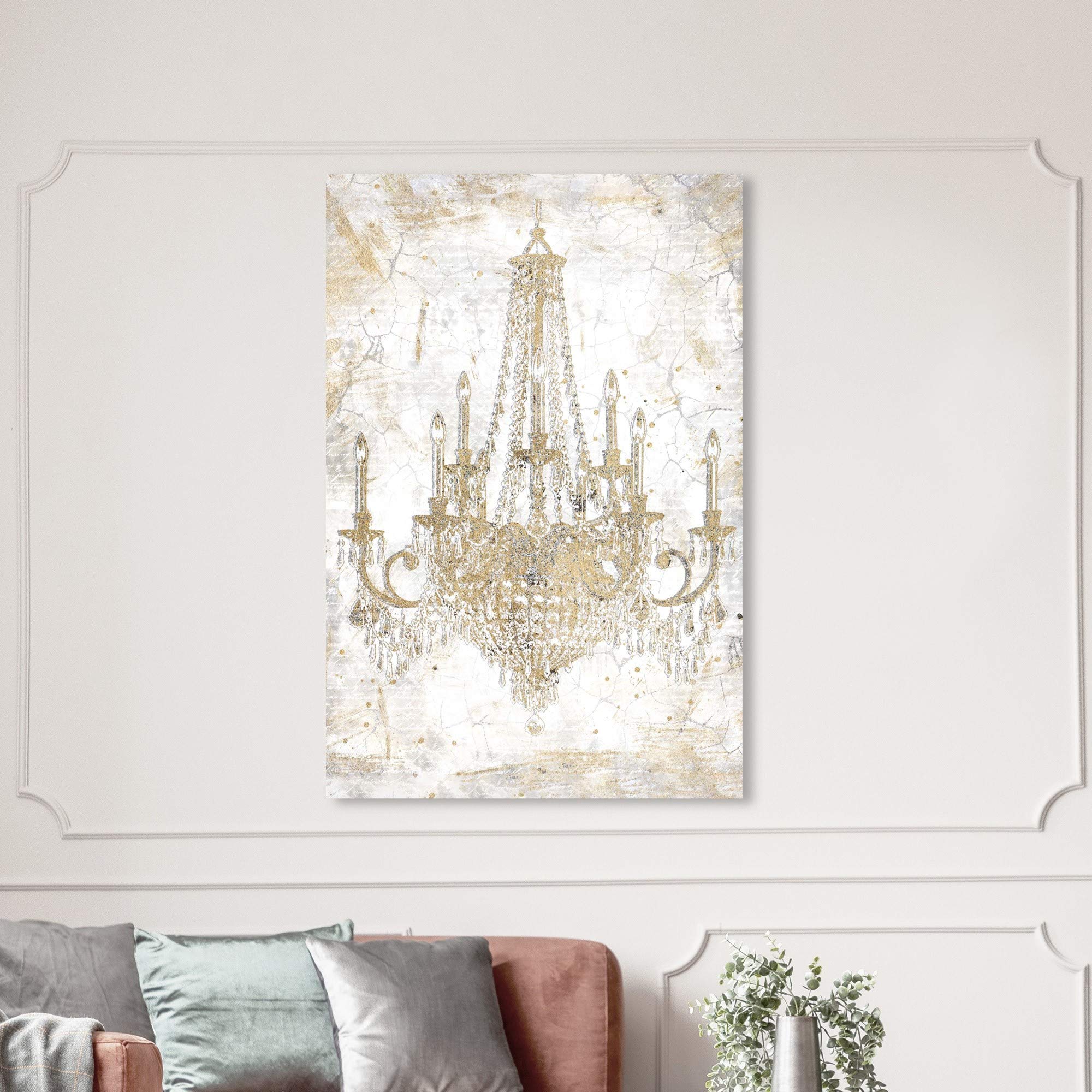 Oliver Gal Artist Co. Fashion & Glam Wall Art Canvas Print - 36x54 Inch Gold & White Chandelier Home Decor - Perfect for Living Room, Bedroom & Office Wall Decor