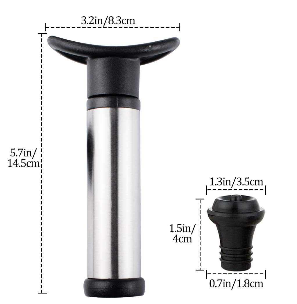 Premium Vacuum Wine Saver Set with 4 Stainless Steel Stoppers - Wine Preservation Pump for Red, White & Sparkling Wines - Extend Freshness & Flavor - Perfect for Home Bars, Dinner Parties & Wine Enthusiasts