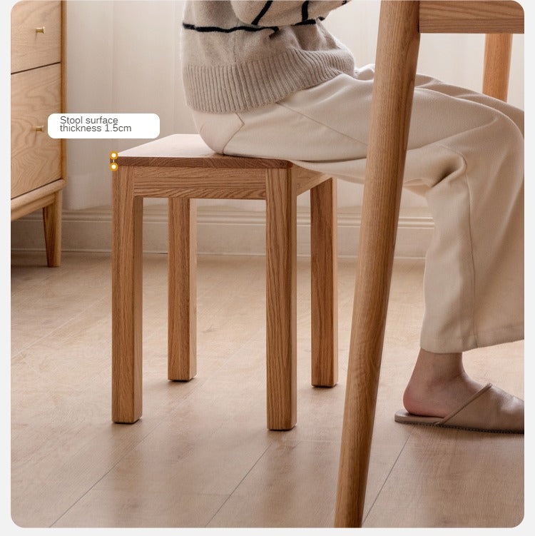 Solid Oak Wood Stool - Rustic Bar Stool, Kitchen Island Stool & Counter Height Stool for Home, Cafe and Restaurant Use
