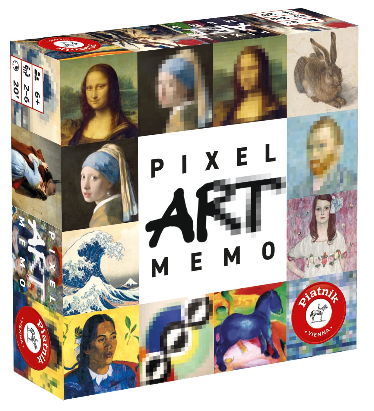 Piatnik 6690 Pixel Art Memory Game - Match Original & Pixelated Images for Family Fun