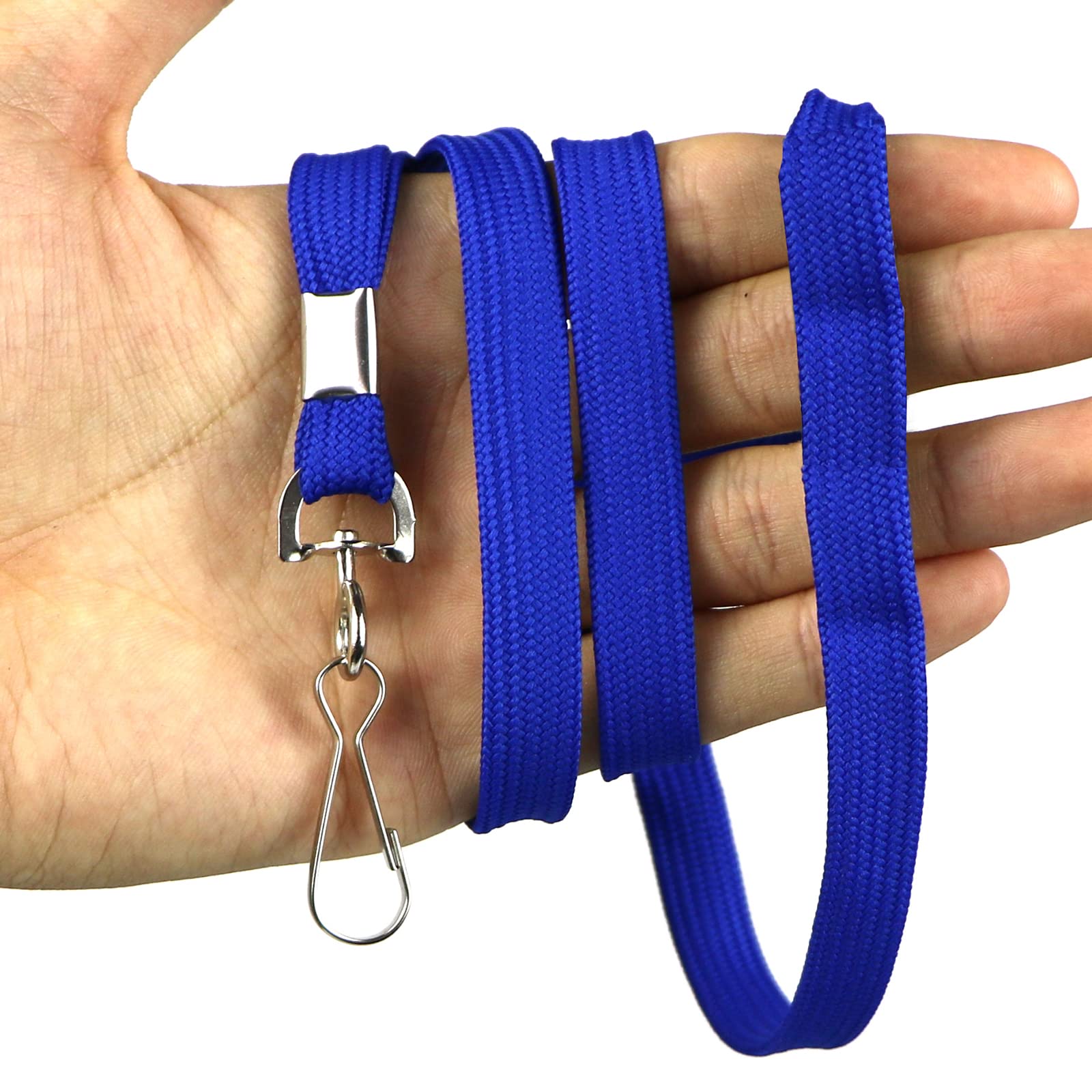 Beebel 100 Pack Blue Lanyards with Swivel Hook - ID Badge Holder for Office & Events