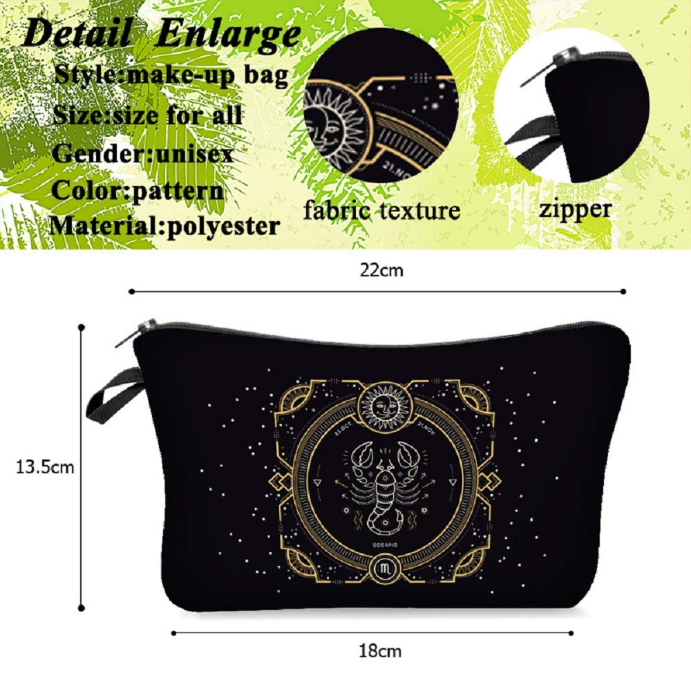 12 Constellations Makeup Bag for Women - Waterproof Travel Cosmetic Organizer (Cancer) for Daily Use & Trips