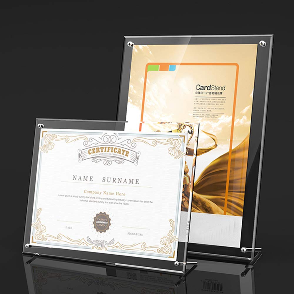 Clear Acrylic Picture Frames with Standoff - A5 Size Tabletop Display for Photos, Certificates, Artwork & Signs | Perfect for Home Decor, Office Presentations & Art Exhibitions
