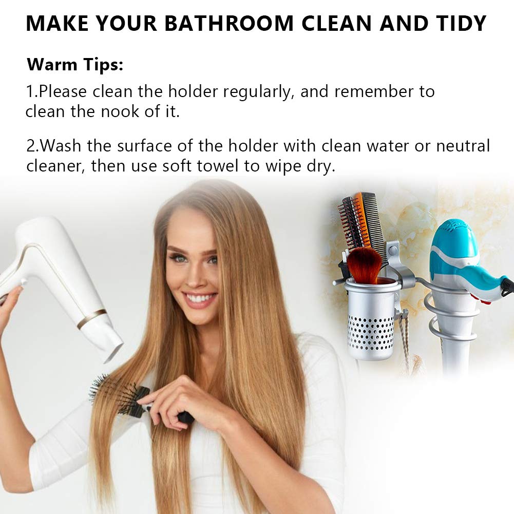 Wall Mounted Hair Dryer Stand Holder - Bathroom Organizer & Multipurpose Rack for Blow Dryer Storage (Perfect for Small Spaces, Salon & Home Use)