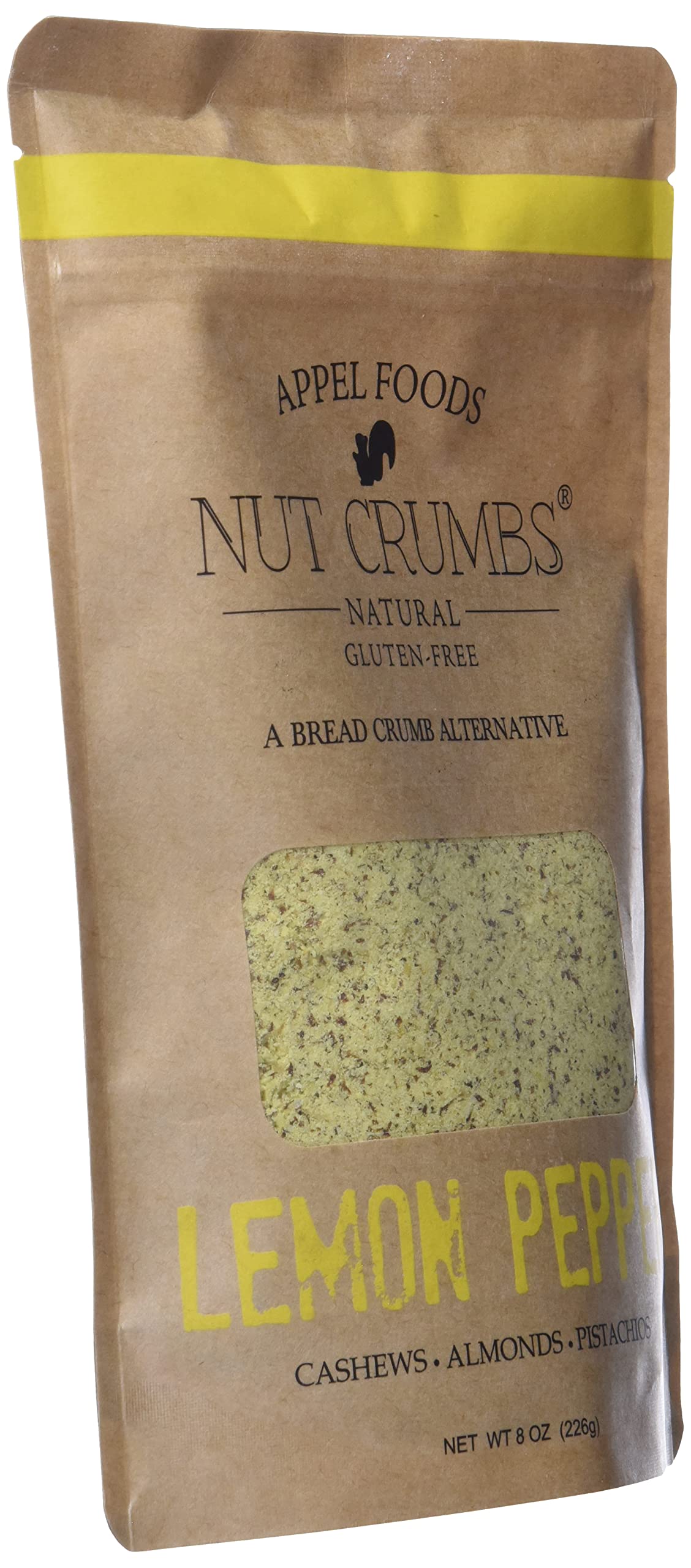 Appel Foods - Gluten Free Nut Crumbs (Lemon Pepper) - Healthy Bread Crumb Alternative - Sugar Free, Low Carb, Low Sodium - Premium Raw Nuts - Perfect for Keto Baking, Salad Toppings & Meat Coatings