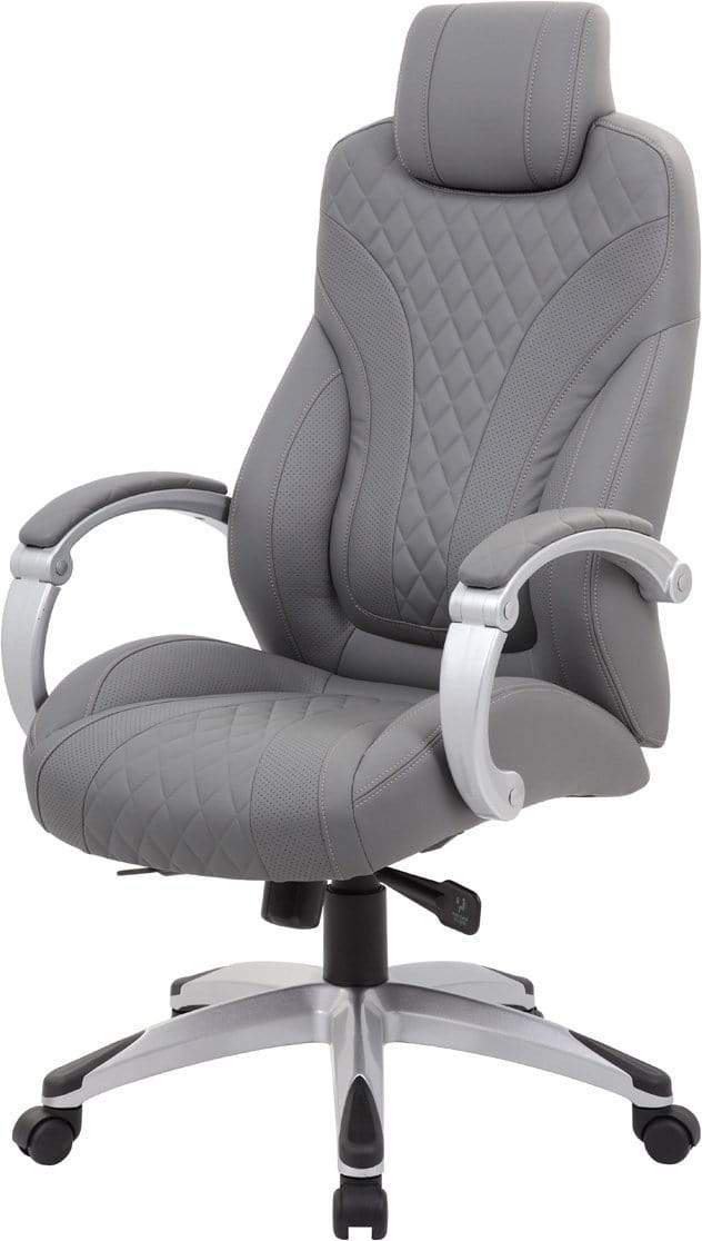 Premium Boss Executive Hinged Arm Chair - Black Leather Office Chair [B8871 BK] for Home Office, Conference Room & Executive Suites