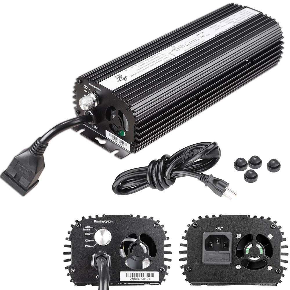 600W Digital Dimmable Ballast for MH/HPS Grow Lights - Compatible with Hydroponic Indoor Plant Growing Systems - Perfect for Greenhouse, Grow Tent & Horticulture Lighting