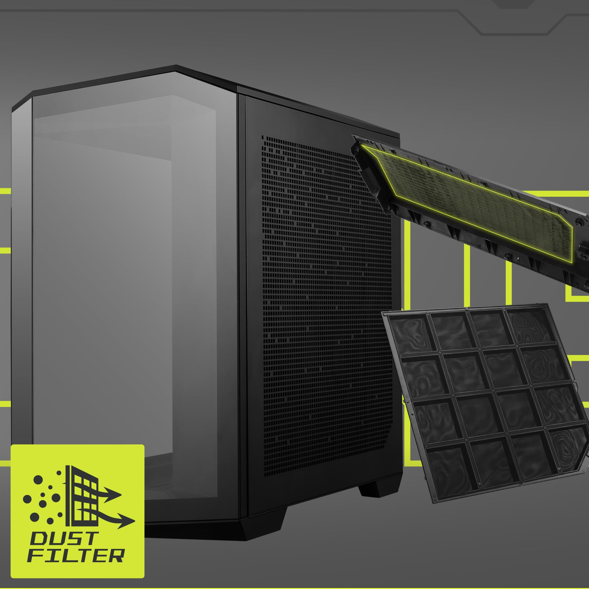 MSI MAG PANO 100R PZ Mid-Tower Gaming PC Case - Premium Black ATX Computer Case with Tempered Glass Side Panel, 120mm ARGB Fans & 360mm Liquid Cooling Support - Perfect for Gaming Setup, Streaming & High-Performance PC Builds