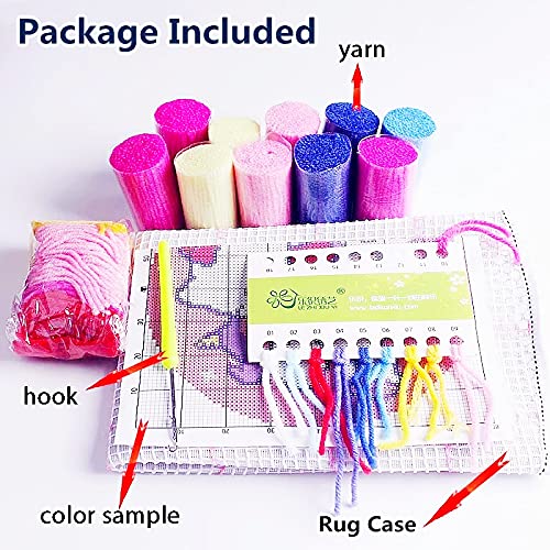 Round Latch Hook Rug Kit for Adults Beginners - DIY Needle Crochet Yarn Embroidery Carpet Kit with Hook Tools, 45x45cm White Elephant Design - Perfect for Home Decor, Christmas Gifts & Cozy Living Room Accents (ZD164)