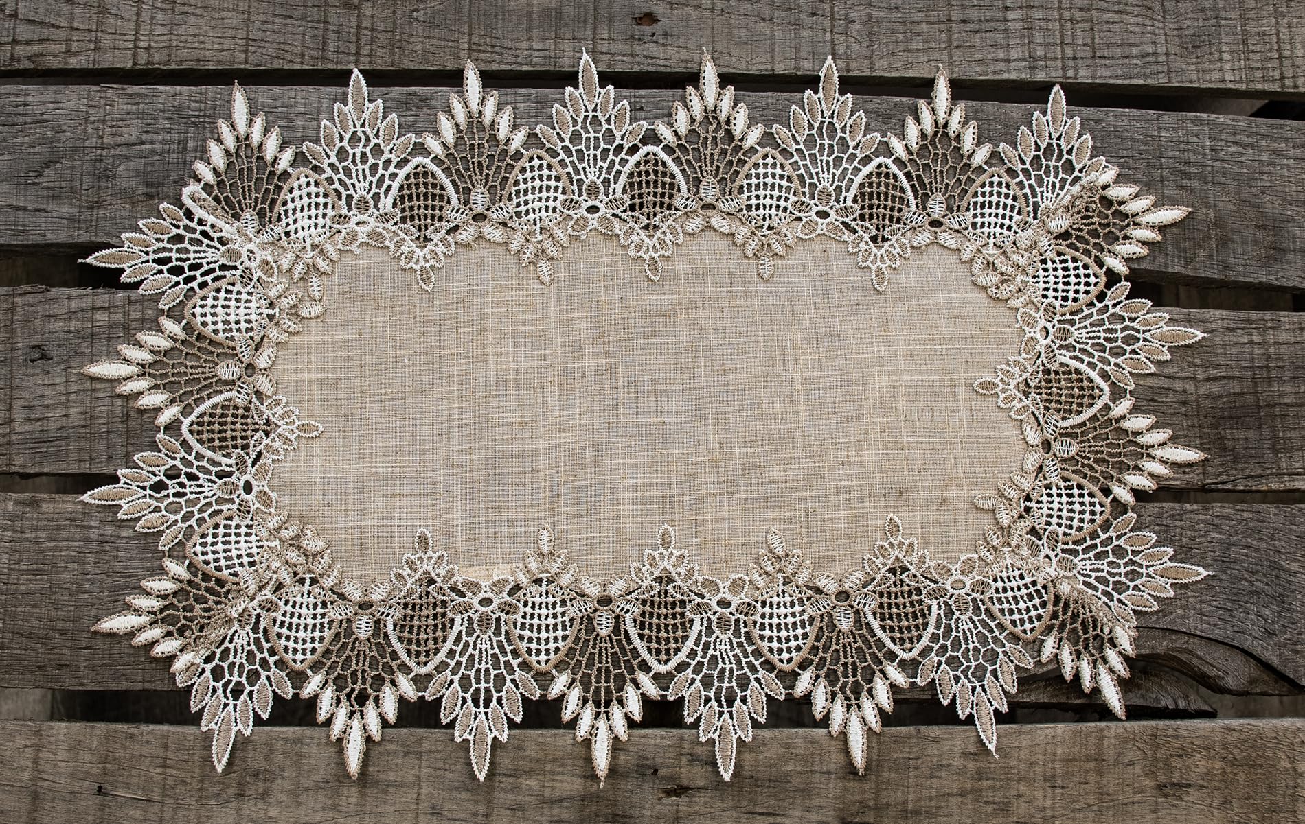Lace Place Mat 13x20 Inch Neutral Earth Tones - Dining & Coffee Table Decor