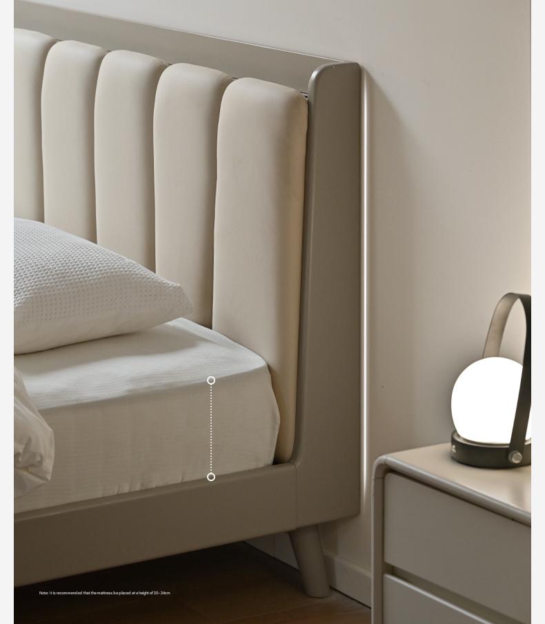 Premium Oak Solid Wood Piano Key Bed Frame with High-Tech Fabric Upholstery – Perfect for Modern Bedrooms, Guest Rooms & Luxury Home Decor