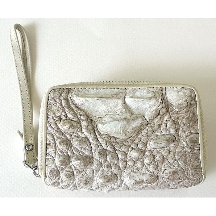 Luxury White Pearl Crocodile Leather Zip Wallet for Women & Men - RFID Blocking Slim Bifold Credit Card Holder - Perfect for Travel, Business & Everyday Use