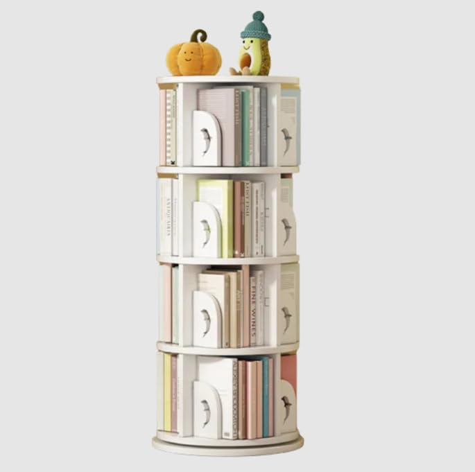 360° Rotating Bookshelf - 4-Tier Revolving Book Storage Organizer for Kids' Room, Classroom & Nursery | Space-Saving Book Display & Storage Solution