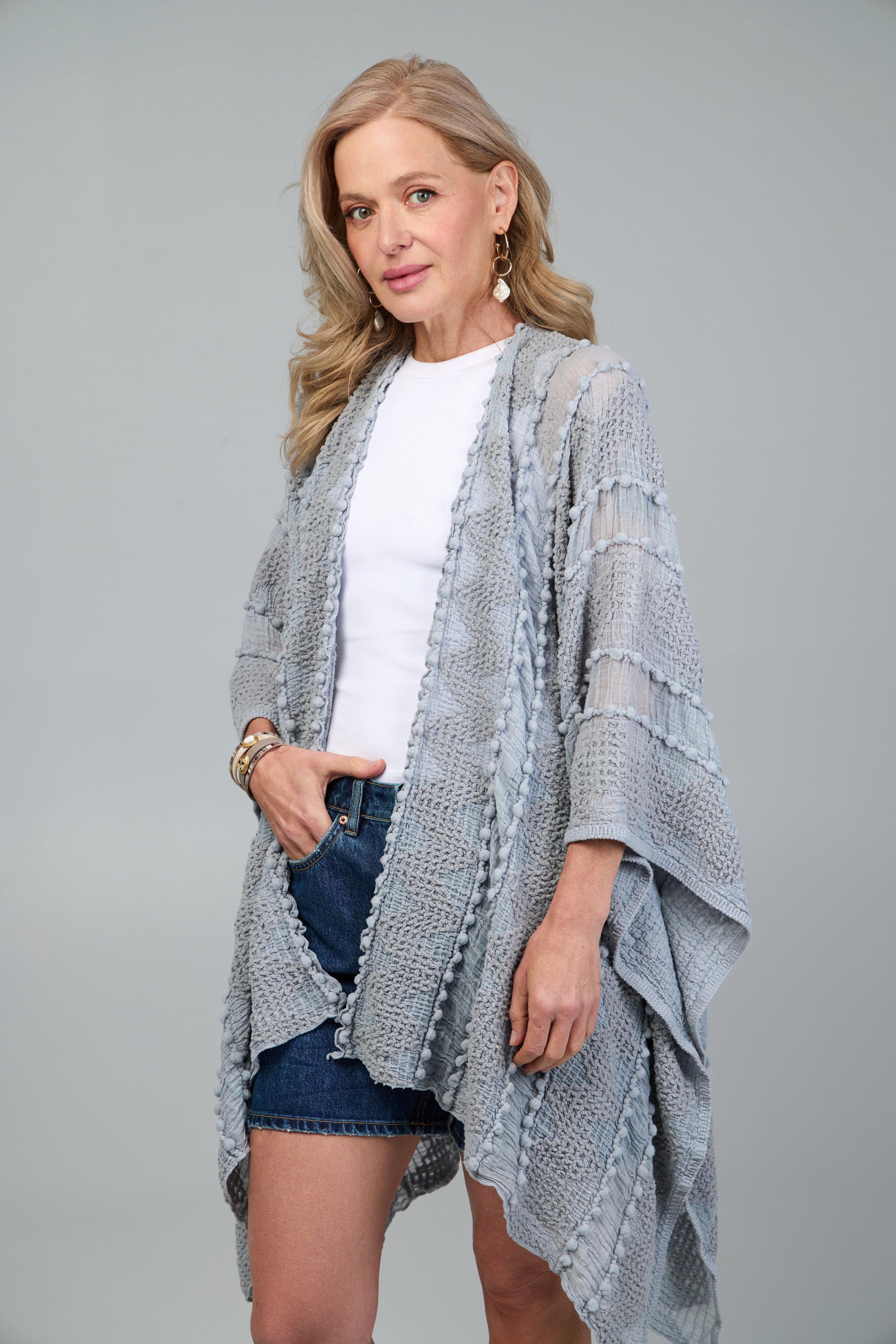 Bohemian Textured Kimono - Lightweight Floral Print Cover Up for Women | Perfect for Beach, Festival & Summer Outfits