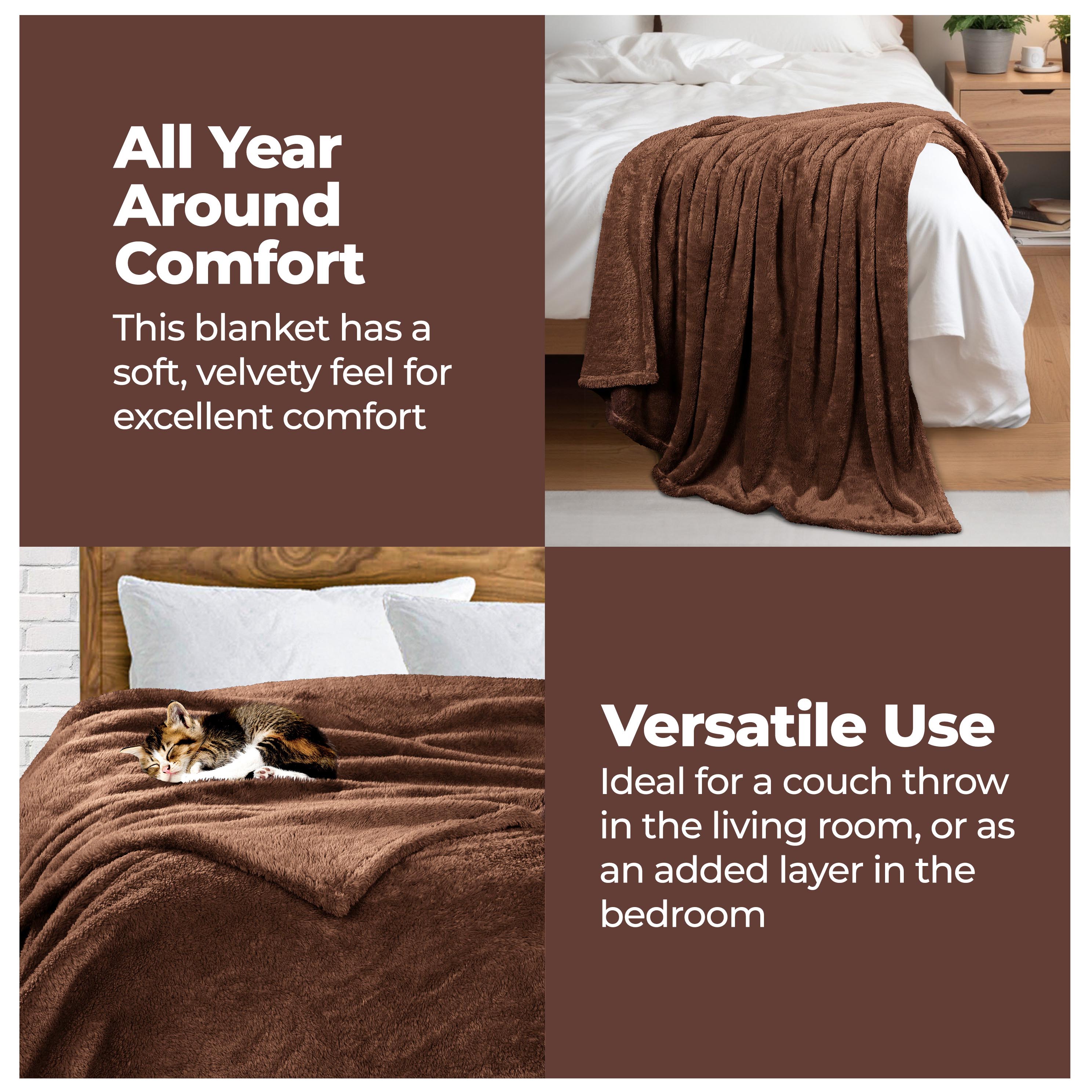 Classic Solid Fleece Plush Medium Weight Fluffy Soft Blanket - Cozy & Warm for Bed, Sofa, Travel & Gifts | Ultra-Soft Throw Blanket for All Seasons