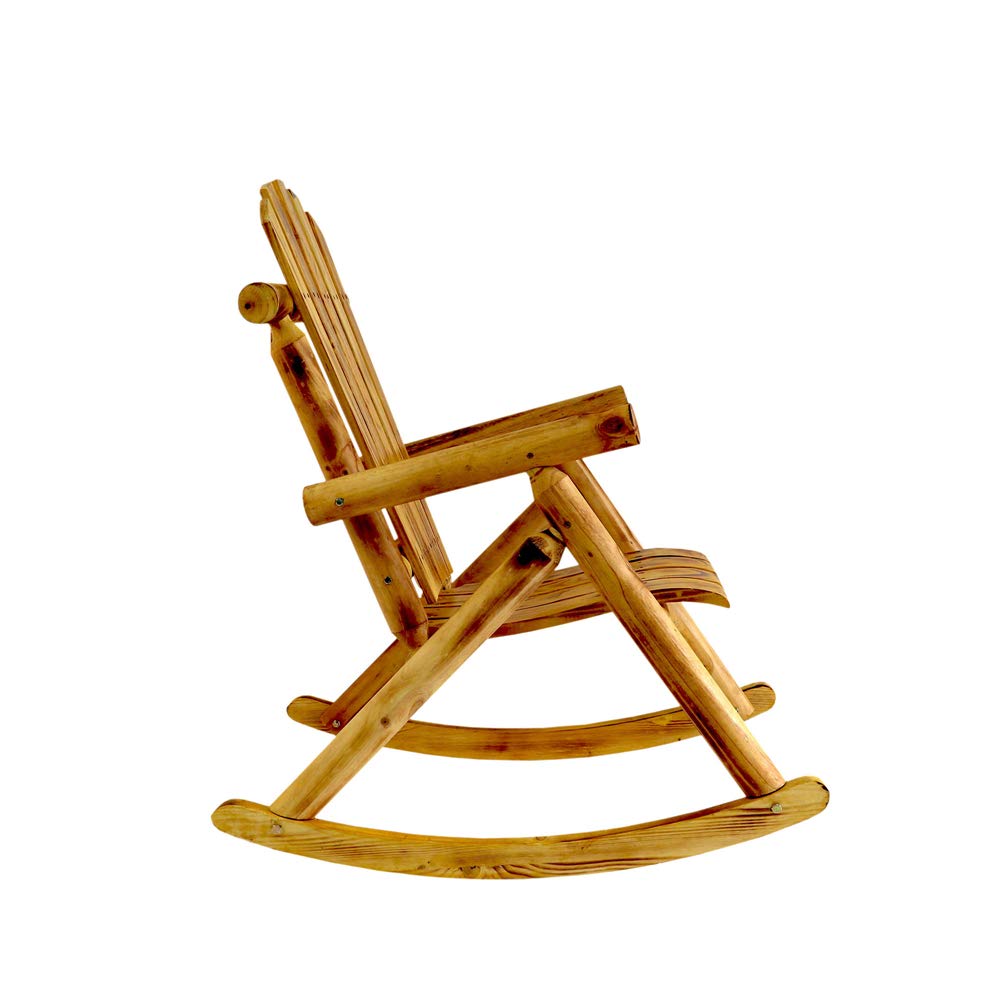 Premium Wooden Rocking Chair for Patio, Porch & Living Room - Indoor/Outdoor Use - Handcrafted Log Design for Relaxation & Comfort - Perfect for Reading, Nursing or Enjoying Your Backyard