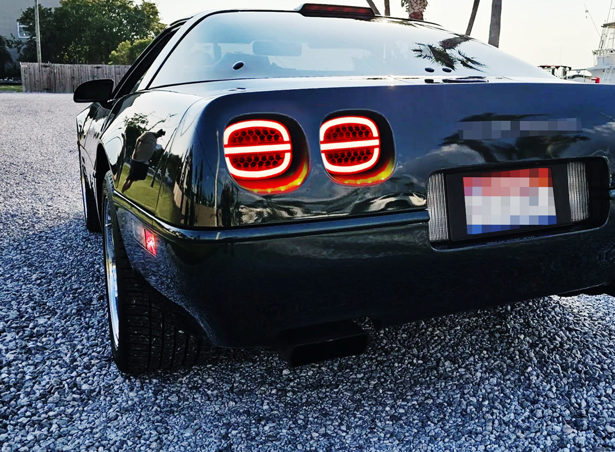 Clear Lens with Black Interior Full LED Halo/Laser Tail Lights for 1990-1996 C4 Corvette - High-Performance Lighting Upgrade for Night Driving & Car Shows