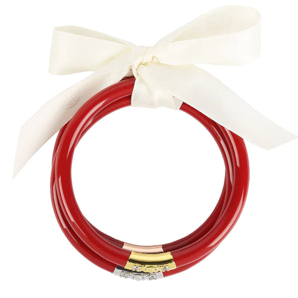 BuDhaGirl All Weather Bangles Set of 3 - Red Stainless Steel Waterproof Bracelets for Women | Perfect for Yoga, Swimming & Outdoor Activities