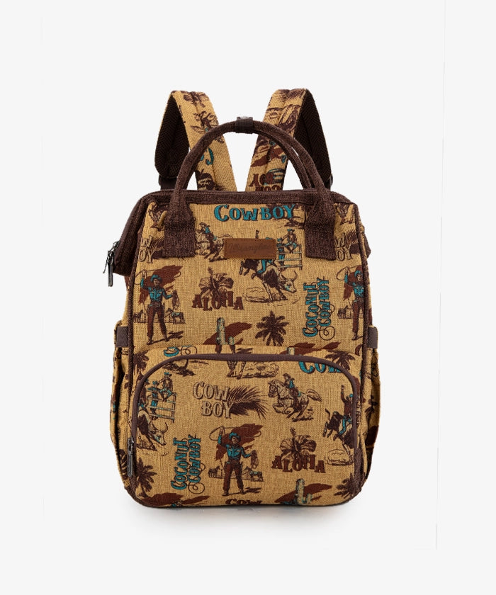 Wrangler Cowboy Print Diaper Bag - Stylish Baby Essentials Organizer for Travel, Outings & Parenting | Western-Themed Diaper Backpack for Moms & Dads