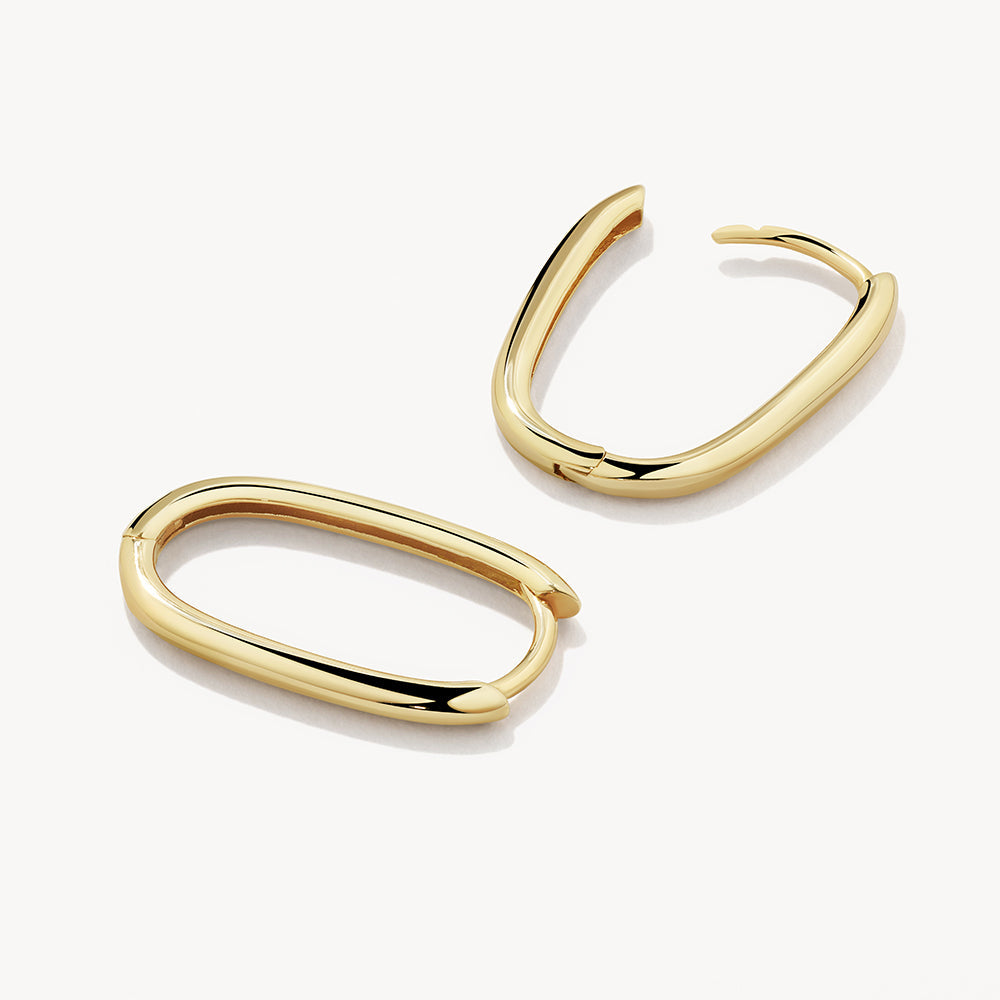 10k Gold Oval Paperclip Hoop Earrings - Elegant Everyday Jewelry for Women, Perfect for Office, Date Night & Special Occasions
