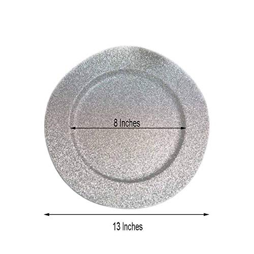 Tiger Chef Silver Charger Plates - 12-Pack Elegant Glitter Wedding Charger Plates for Formal Dinners, Holiday Decor & Special Events - Premium Placemats for Table Setting & Party Decorations