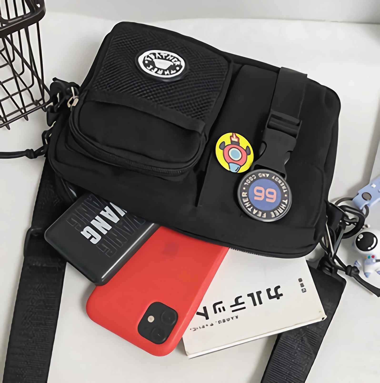 Lefe Liee Men's Black Crossbody Bag - Small Messenger Sling Shoulder Bag for Men | Durable & Stylish | Perfect for Travel, Work & Daily Use | Great Gift for Him