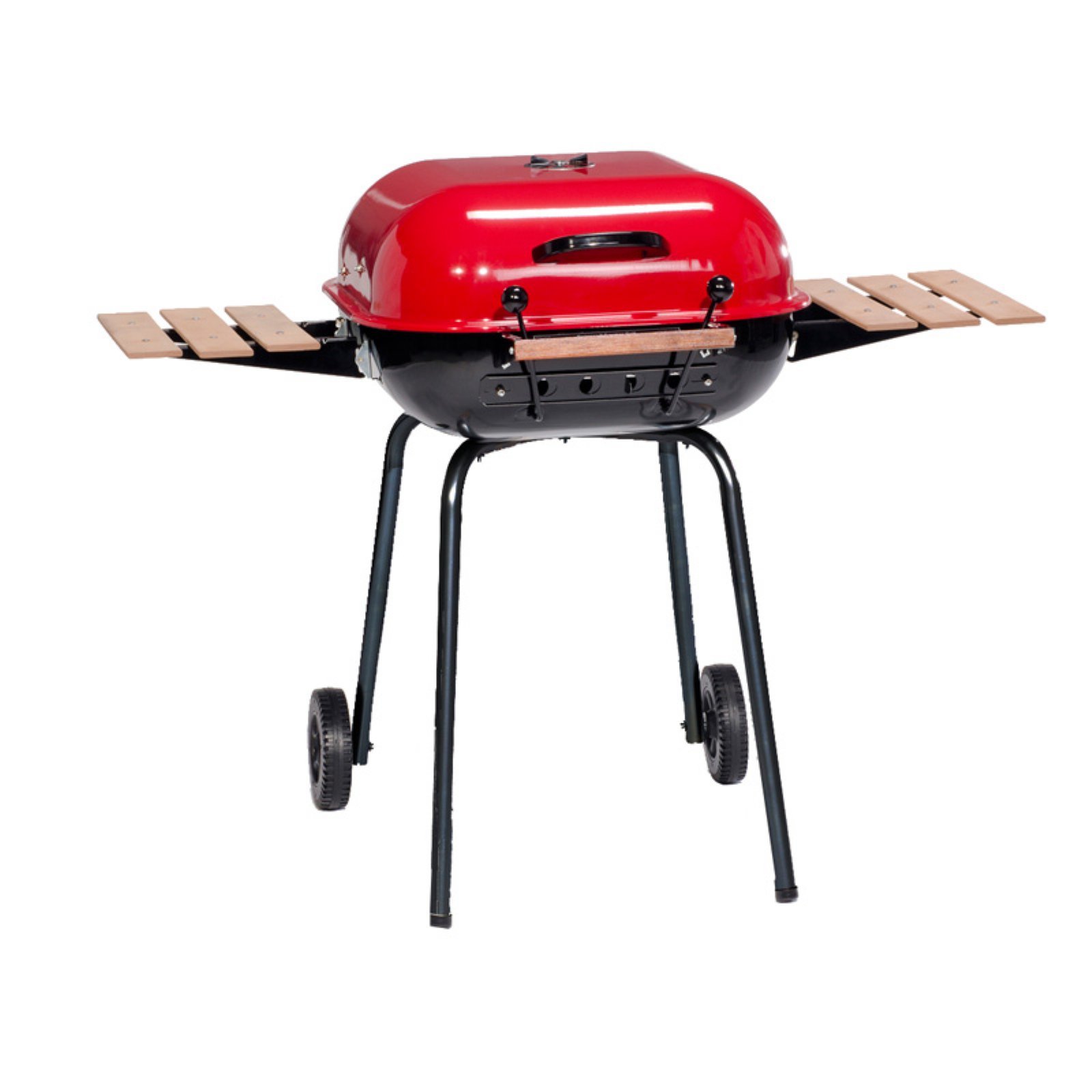 Americana Swinger Charcoal Grill with Side Table - Portable Outdoor BBQ Grill for Backyard, Camping & Tailgating - Black