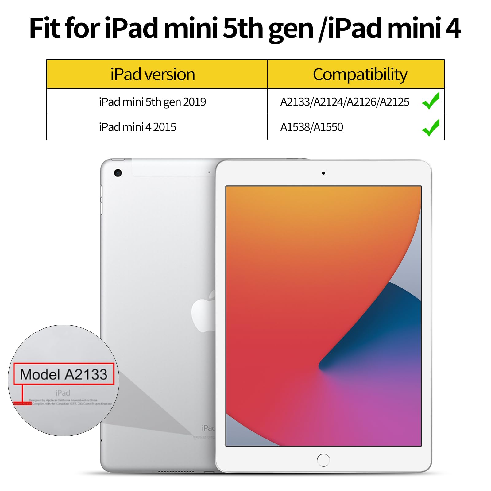 Ultra Slim Lightweight Trifold Stand Smart Cover Case for iPad Mini 5 (2019) & iPad Mini 4 (2015) - Auto Sleep/Wake, Soft TPU Silicone Back Protection - Perfect for Work, Travel & Home Use - Black