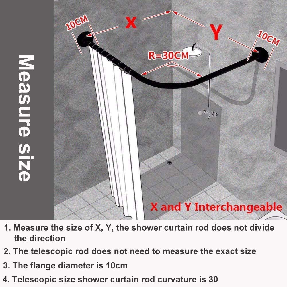 No-Drill Stretchable L-Shaped Corner Shower Curtain Rod - Rustproof Tension Rod for Bathroom (70-95x90-130cm) - Perfect for Small Spaces, Apartments & Dressing Rooms
