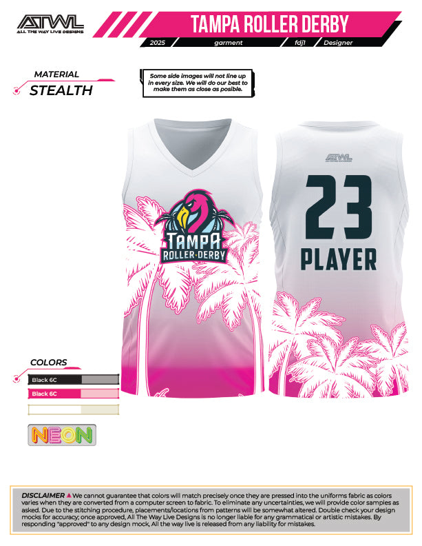 Tampa Bay Roller Derby Women's Sleeveless Jersey - Breathable Sports Top for Roller Skating, Derby Games & Athletic Training