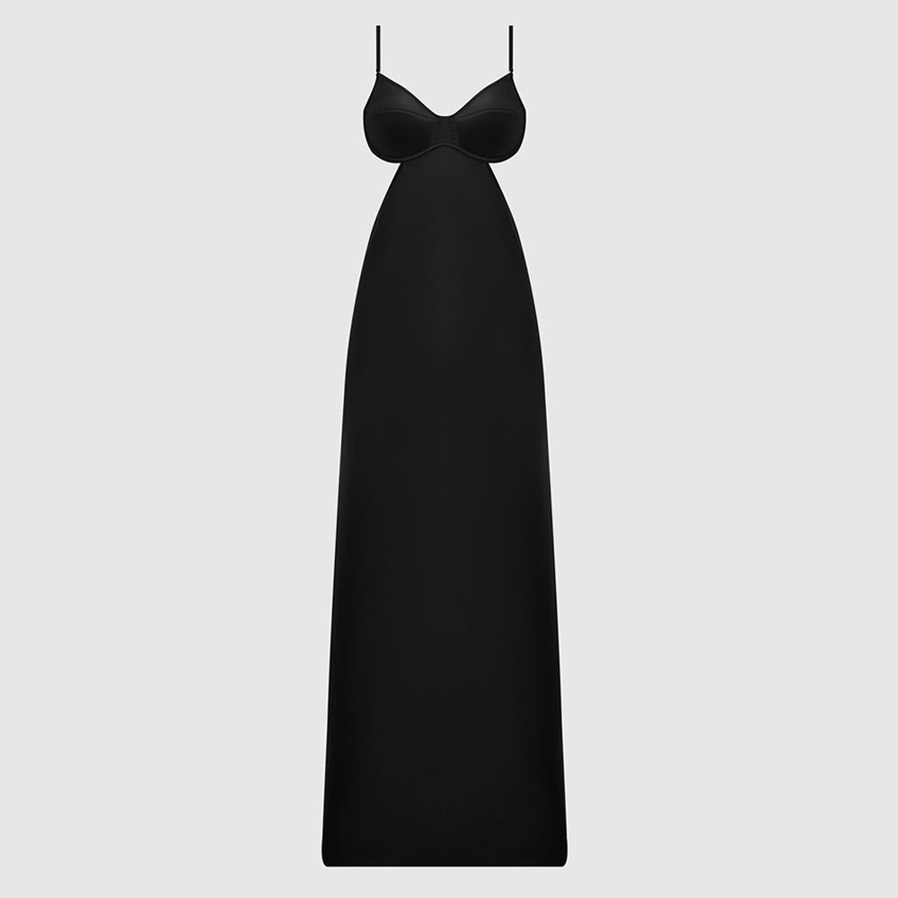 Brigeta Cutout Back Satin Maxi Gown - Elegant Evening Dress for Prom, Wedding & Formal Events | House of Desire