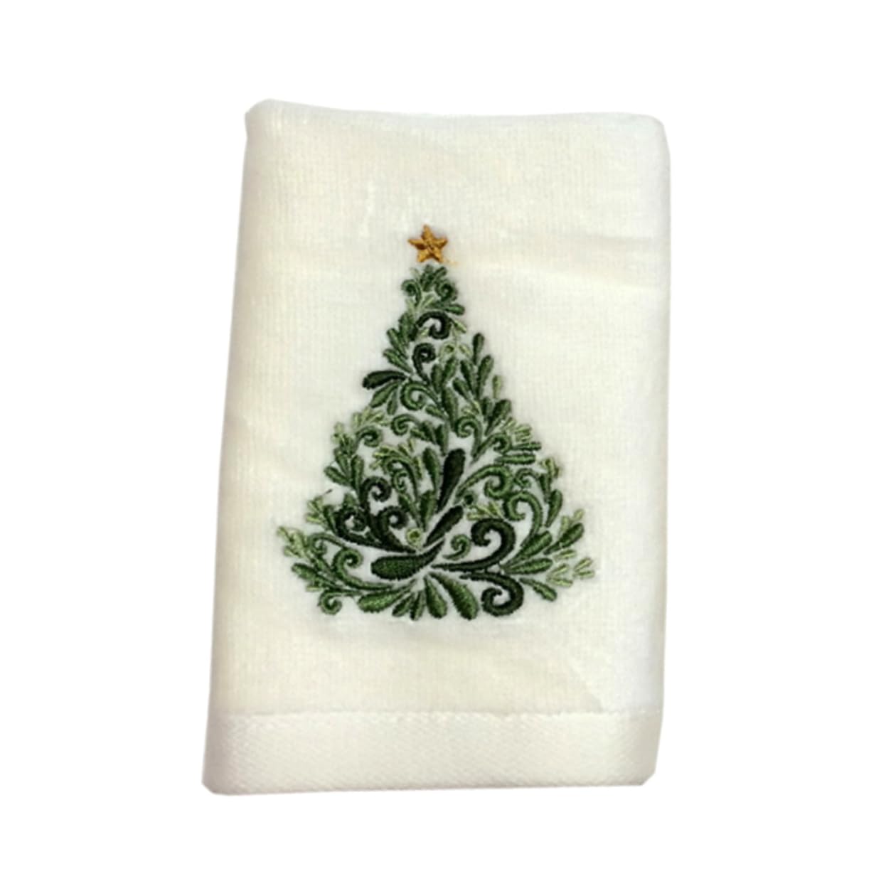 Christmas Tree Pattern Face Towels | Xmas Bath Towels | Embroidered Cotton Washcloths for Facial Cleaning | Soft & Absorbent for Holiday Bathroom Decor, Spa & Gift Giving