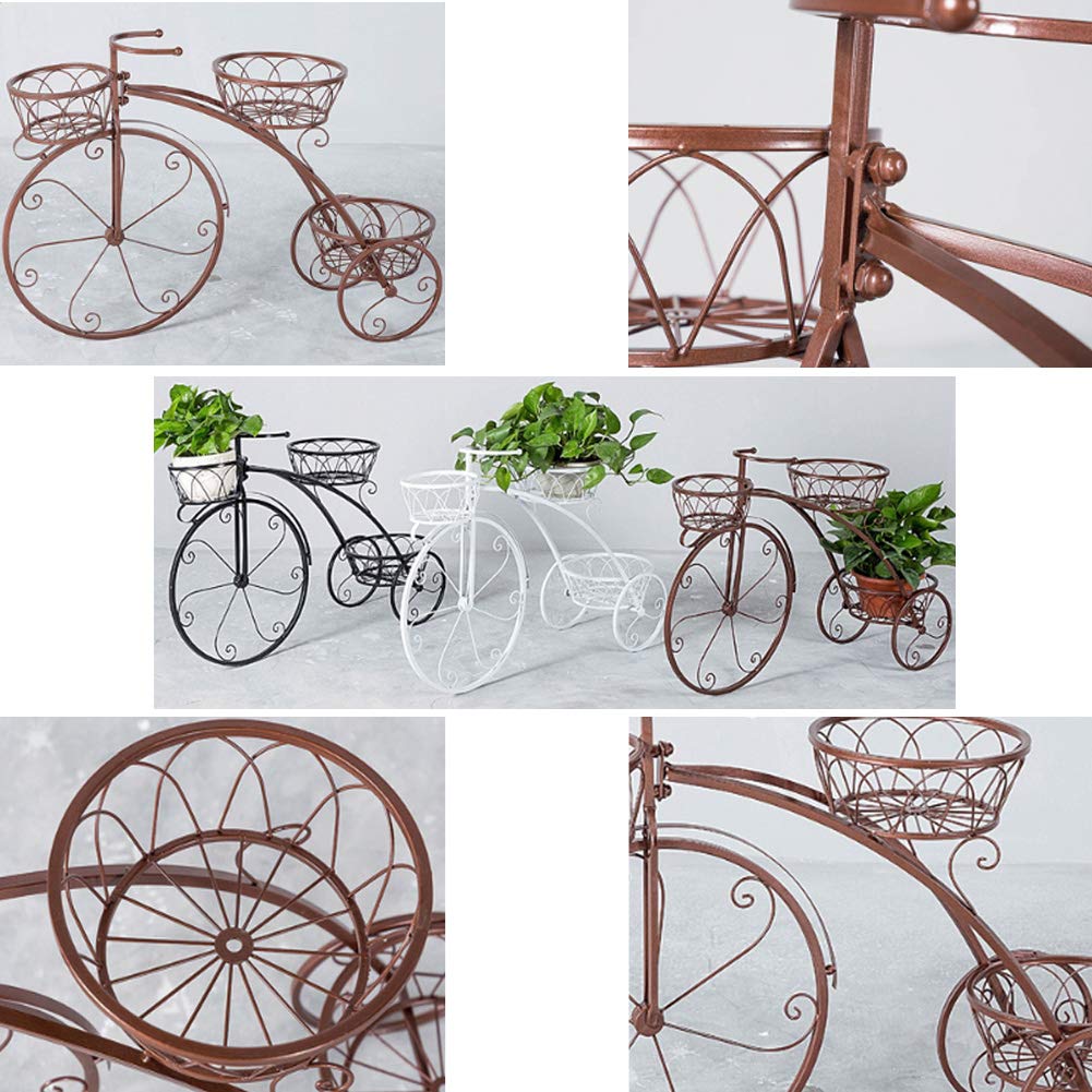 Black Indoor Outdoor Garden Plant Stand - Tricycle Flower Pot Holder for Herbs, Flowers, and Plants | Perfect for Patios, Porches, Balconies, and Home Decor