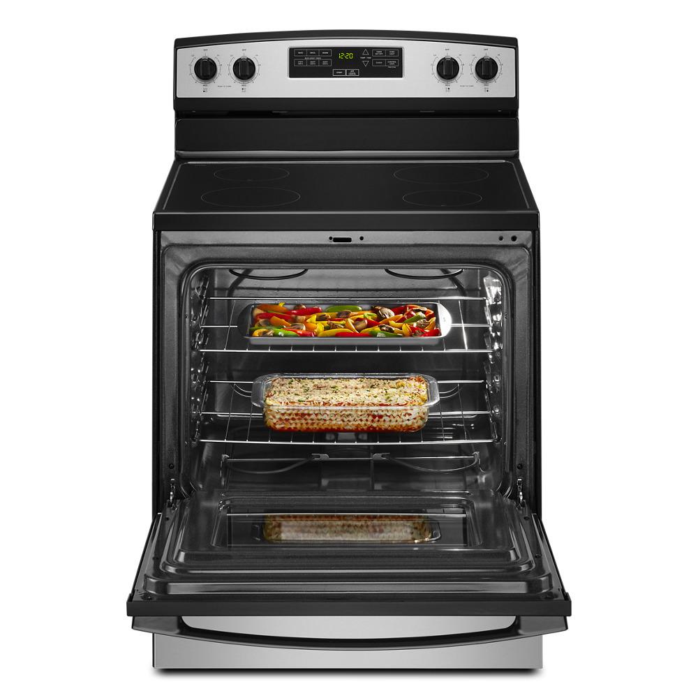 Amana AER6303MMS 30 Inch Electric Range with Extra Large Oven Window - Perfect for Family Cooking & Holiday Baking