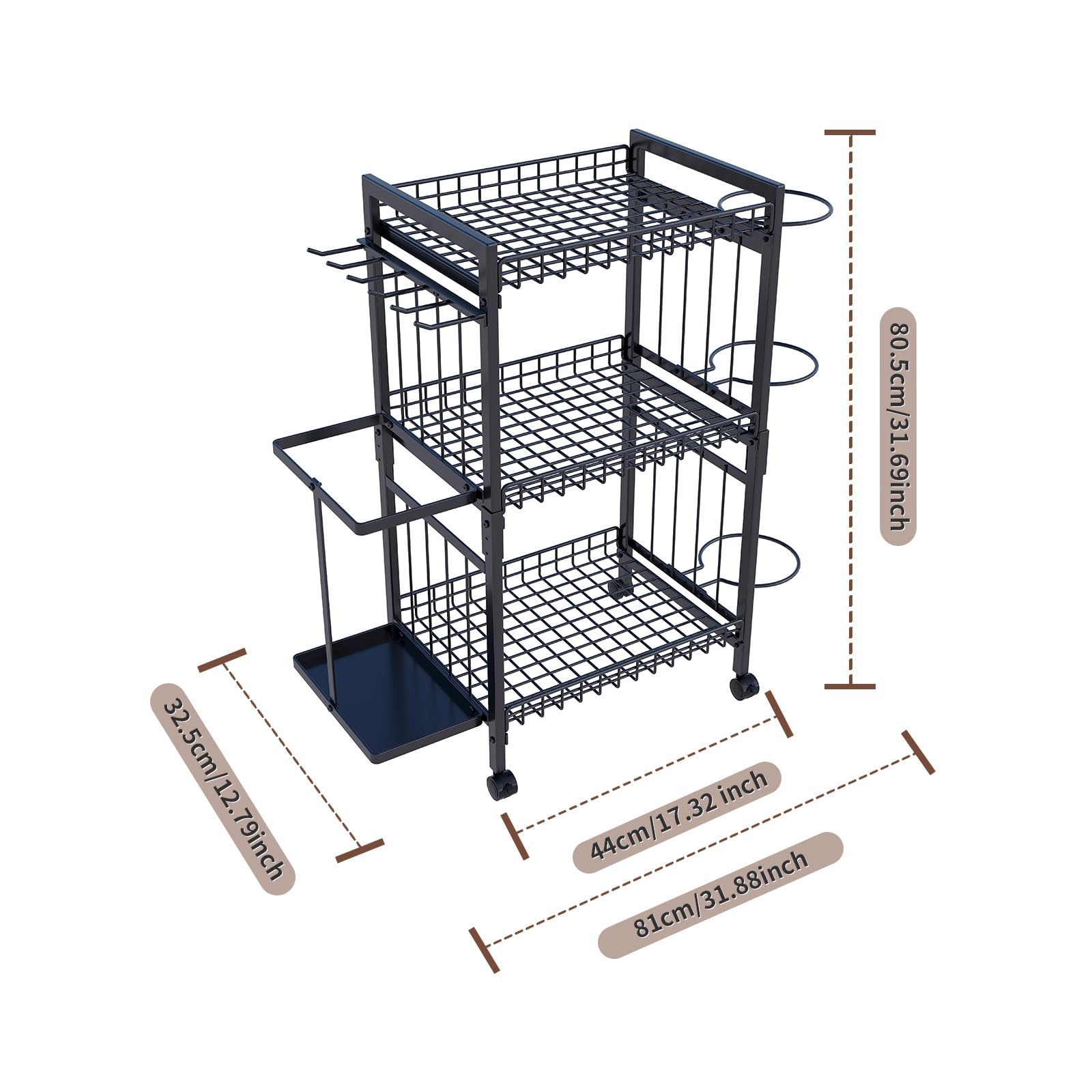 Premium Yoga Mat Storage Rack with Wheels & Hooks - Heavy Duty Home Gym Organizer for Yoga Mats & Fitness Equipment - Space Saving Workout Gear Storage Cart for Home Exercise, Yoga Studio & Gym Organization