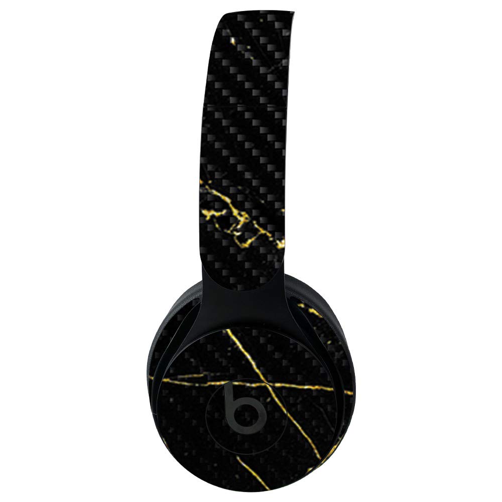 Premium Carbon Fiber Skin for Beats Solo Pro Wireless Headphones - Black Gold Marble Design | Protective & Durable Textured Cover | Easy to Apply, Remove & Change Styles | Made in USA | Perfect for Travel, Gym & Daily Use
