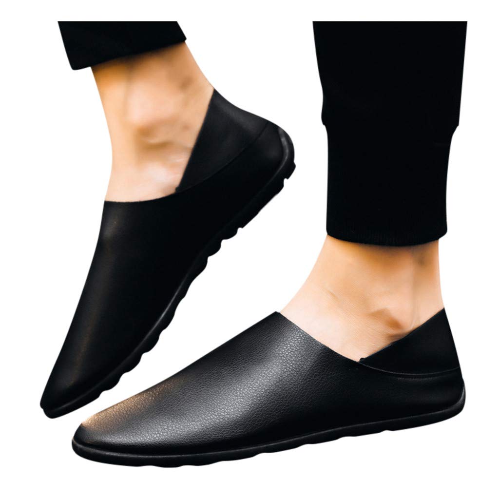 Men's HIRIRI Fashion Black Leather Dress Shoes - Soft Casual Lazy Loafers with Stitching Detail - Perfect for Office, Business, and Formal Occasions